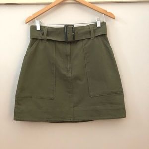 Banana Republic Khaki green mini skirt with adjustable belt.